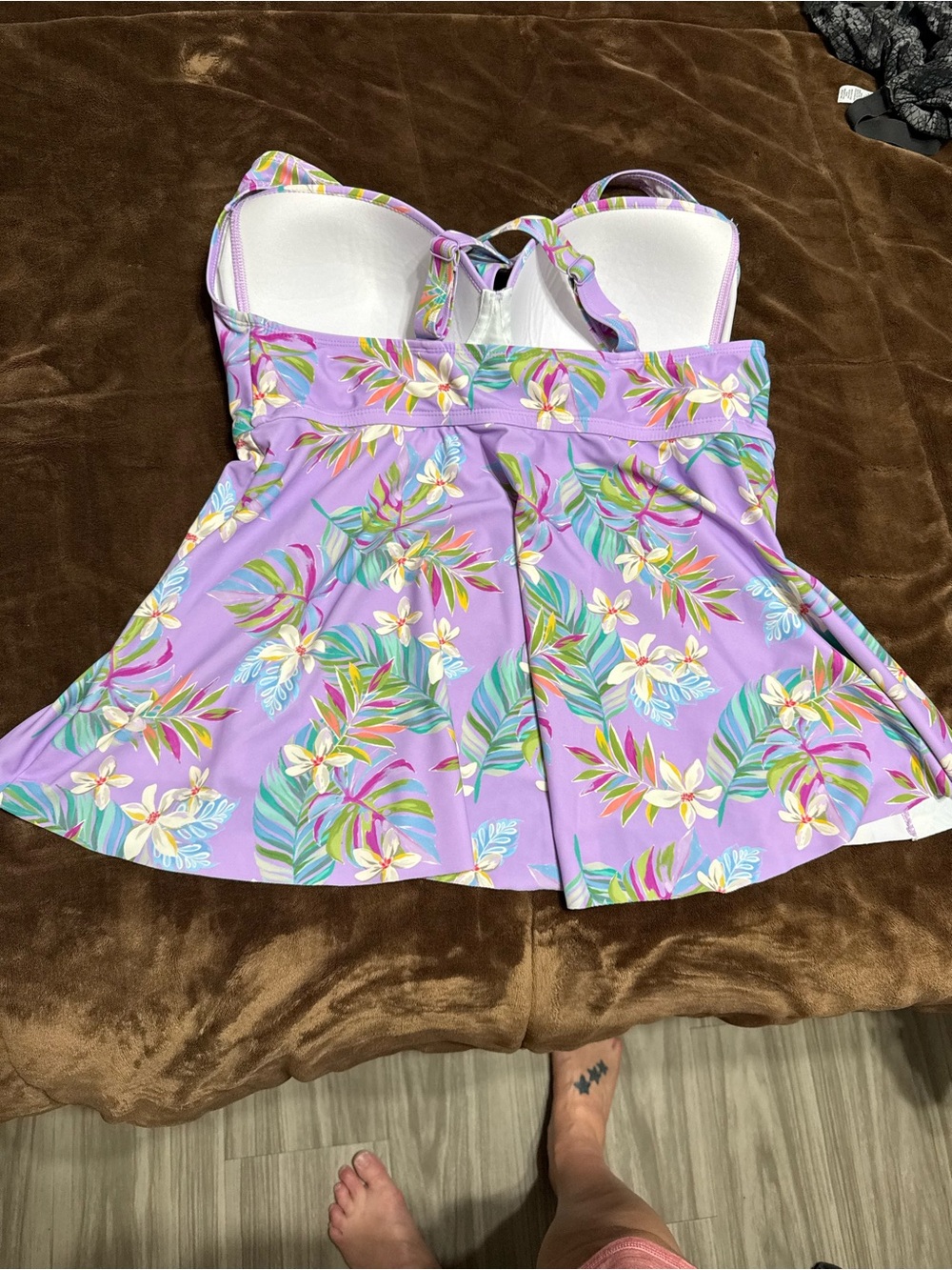 Woman’s size 2x torrid Lavender Tropical Floral Tankini Top - Picture 12 of 14